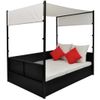 Cama De Jardín Con Toldo Ratán Sintético Negro 190x130 Cm Vidaxl