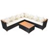 Set Muebles De Jardín 5 Piezas Y Cojines Ratán Sintético Negro Vidaxl