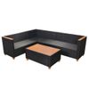 Set De Muebles De Jardín 4 Pzas Y Cojines Ratán Sintético Negro Vidaxl