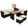 Set Muebles De Jardín 7 Piezas Y Cojines Ratán Sintético Negro Vidaxl