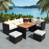 Set Muebles De Jardín 7 Piezas Y Cojines Ratán Sintético Negro Vidaxl