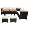 Set Muebles De Jardín 7 Piezas Y Cojines Ratán Sintético Negro Vidaxl