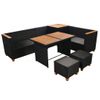 Set Muebles De Jardín 7 Piezas Y Cojines Ratán Sintético Negro Vidaxl