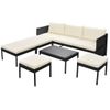 Set Muebles De Jardín 6 Piezas Y Cojines Ratán Sintético Negro Vidaxl