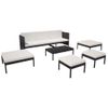 Set Muebles De Jardín 6 Piezas Y Cojines Ratán Sintético Negro Vidaxl