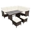 Set Muebles De Jardín 4 Piezas Y Cojines Ratán Sintético Marrón Vidaxl