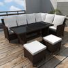 Set Muebles De Jardín 4 Piezas Y Cojines Ratán Sintético Marrón Vidaxl