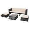 Set De Muebles De Jardín 4 Pzas Y Cojines Ratán Sintético Negro Vidaxl