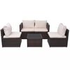 Set Muebles De Jardín 5 Piezas Y Cojines Ratán Sintético Marrón Vidaxl