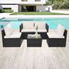 Set Muebles De Jardín 5 Piezas Y Cojines Ratán Sintético Negro Vidaxl