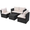 Set Muebles De Jardín 5 Piezas Y Cojines Ratán Sintético Negro Vidaxl