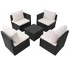 Set Muebles De Jardín 5 Piezas Y Cojines Ratán Sintético Negro Vidaxl