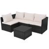 Set Muebles De Jardín 5 Piezas Y Cojines Ratán Sintético Negro Vidaxl