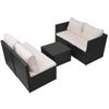 Set Muebles De Jardín 5 Piezas Y Cojines Ratán Sintético Negro Vidaxl