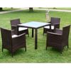 Set Comedor De Jardín 5 Piezas Y Cojines Ratán Sintético Marrón Vidaxl