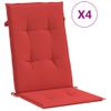 Cojín Silla De Jardín Respaldo Alto 4 Uds Tela Rojo 120x50x3 Cm Vidaxl