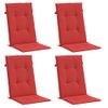 Cojín Silla De Jardín Respaldo Alto 4 Uds Tela Rojo 120x50x3 Cm Vidaxl