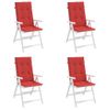 Cojín Silla De Jardín Respaldo Alto 4 Uds Tela Rojo 120x50x3 Cm Vidaxl