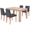 Sillas Y Mesa Comedor 5 Piezas Roble Y Cuero Artificial Negro Vidaxl