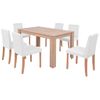 Juego De Comedor De Roble+cuero Artificial 7 Piezas Color Crema Vidaxl