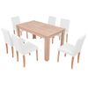 Juego De Comedor De Roble+cuero Artificial 7 Piezas Color Crema Vidaxl