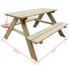 Mesa De Picnic Para Niños Madera De Pino 89x89,6x50,8 Cm Vidaxl