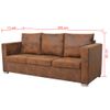 Sofa De 3 Plazas 191x73x82 Cm Piel De Ante Artificial Vidaxl