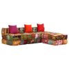 Sof¨¢ Cama Modular De 3 Plazas De Tela Patchwork 180 X 140 X 58 Cm