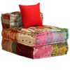 Sof¨¢ Cama Modular De 3 Plazas De Tela Patchwork 180 X 140 X 58 Cm