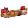 Sof¨¢ Cama Modular De 3 Plazas De Tela Patchwork 180 X 140 X 58 Cm