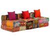 Sof¨¢ Cama Modular De 3 Plazas De Tela Patchwork 180 X 140 X 58 Cm