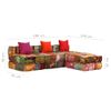 Sof¨¢ Cama Modular De 3 Plazas De Tela Patchwork 180 X 140 X 58 Cm