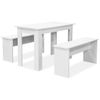 Mesa De Comedor Y Bancos 3 Piezas Madera Contrachapada Blanca Vidaxl