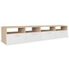 Mueble De Tv 2 Pzs Madera Ingeniería Roble Y Blanco 95x35x36 Cm Vidaxl