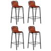 Set Muebles Bar 5 Piezas Madera Maciza Reciclada Y Cuero Cabra Vidaxl