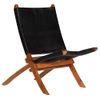 Silla De Relax Plegable De Cuero Auténtico Negro Vidaxl