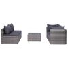 Set De Muebles De Jardín Y Cojines 5 Pzas. Ratán Sintético Gris Vidaxl