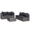 Set De Muebles De Jardín Y Cojines 5 Pzas. Ratán Sintético Gris Vidaxl