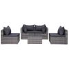 Set De Muebles De Jardín Y Cojines 5 Pzas. Ratán Sintético Gris Vidaxl