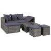 Set De Muebles De Jardín 4 Piezas Y Cojines Ratán Pe Gris Vidaxl