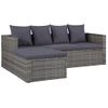 Set De Muebles De Jardín 4 Piezas Y Cojines Ratán Pe Gris Vidaxl