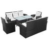 Set Muebles De Jardín 5 Piezas Y Cojines Ratán Sintético Negro Vidaxl