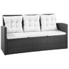 Set Muebles De Jardín 5 Piezas Y Cojines Ratán Sintético Negro Vidaxl