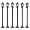 Farolas De Jardín Aluminio Verde Oscuro E27 110 Cm 6 Unidades Vidaxl