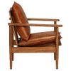 Sillón De Cuero Auténtico Marrón Con Madera De Acacia Vidaxl