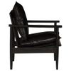 Sillón De Cuero Auténtico Negro Con Madera De Acacia Vidaxl