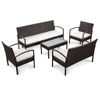 Set Muebles De Jardâ¨âªn 5 Piezas Y Cojines Ratâ¨â¢n Sintâ¨â¦tico Marrâ¨â®n