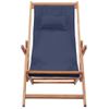 Silla De Playa Plegable De Tela Y Estructura De Madera Azul Vidaxl