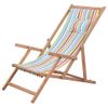 Silla De Playa Plegable De Tela Y Estructura Madera Multicolor Vidaxl