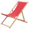 Silla De Playa Plegable De Tela Y Estructura De Madera Roja Vidaxl